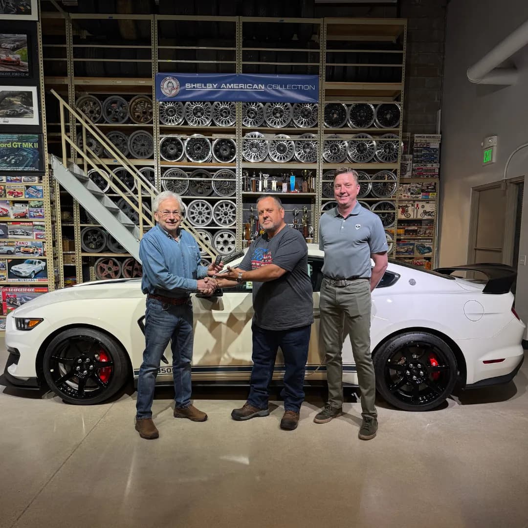 Benjamin Brown with his Heritage Edition GT350R prize