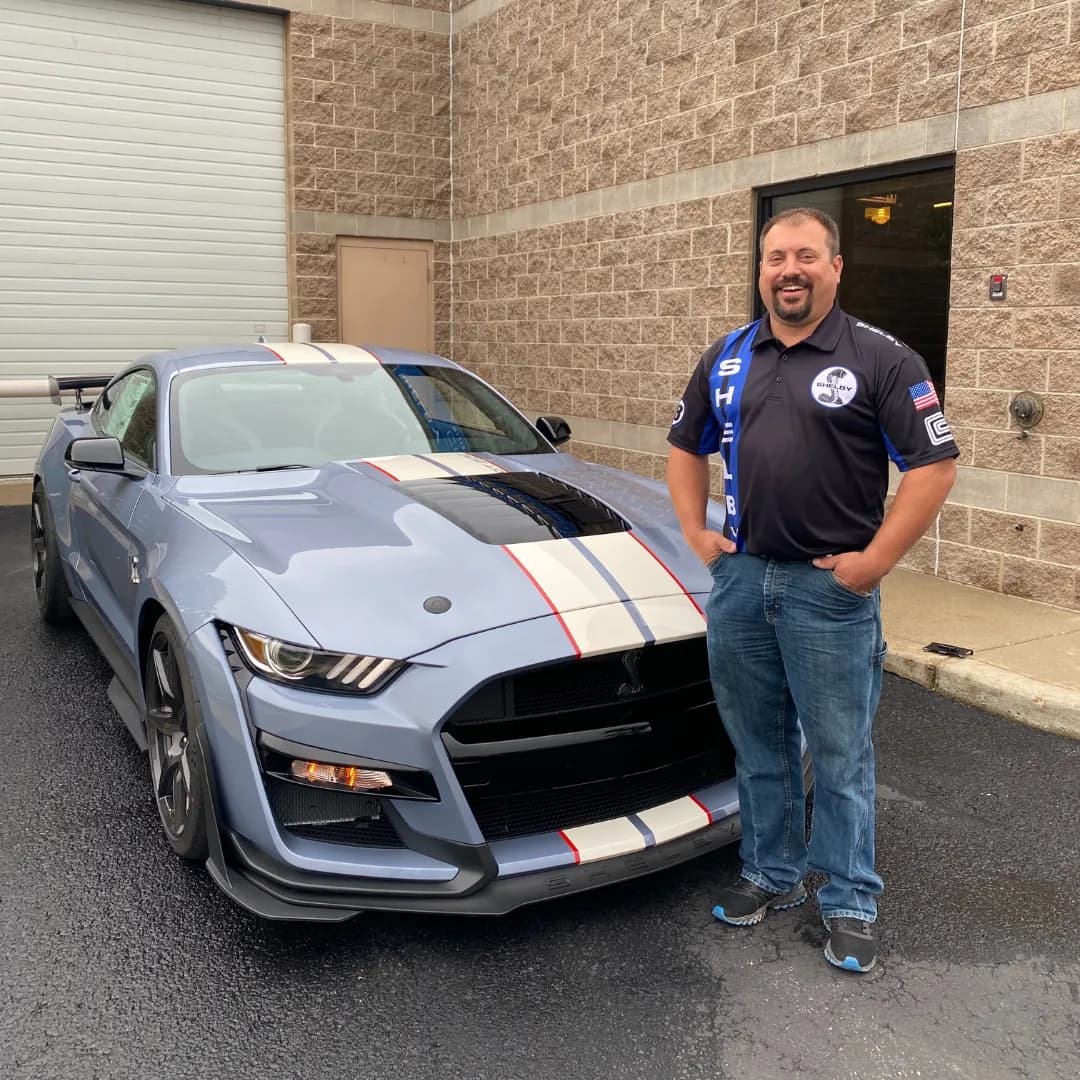Brandon Schilling with his Shelby GT500 prize