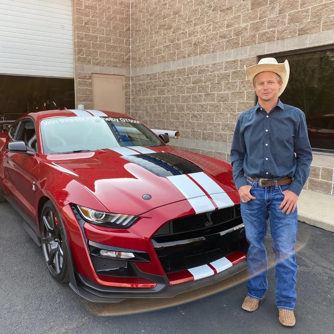 Henry Wieler with his Shelby GT500 prize