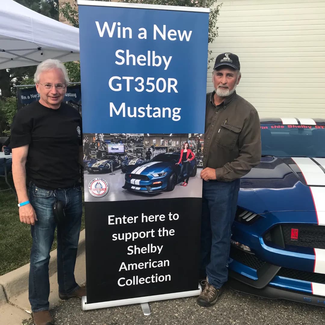 Mark Eisele with his Shelby GT350R prize